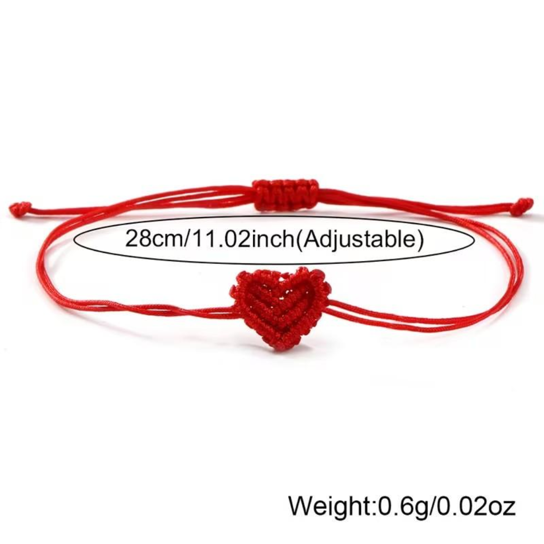 Adjustable Woven Heart Bracelet Set