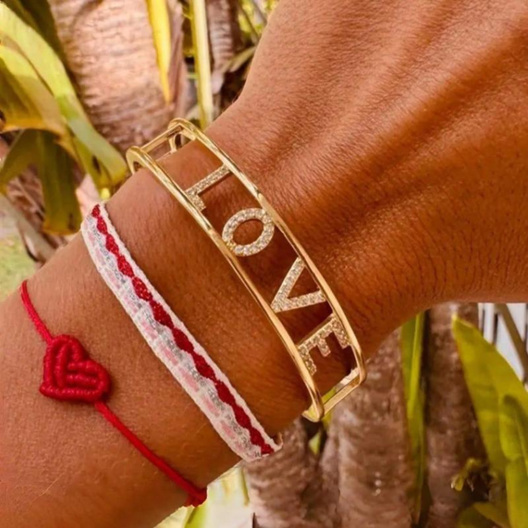 Adjustable Woven Heart Bracelet Set