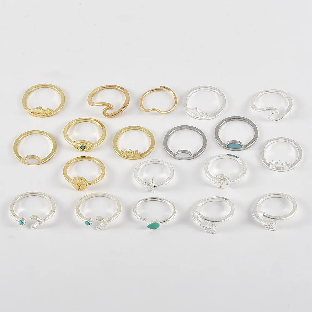 Vintage Celestial Knuckle Ring Set