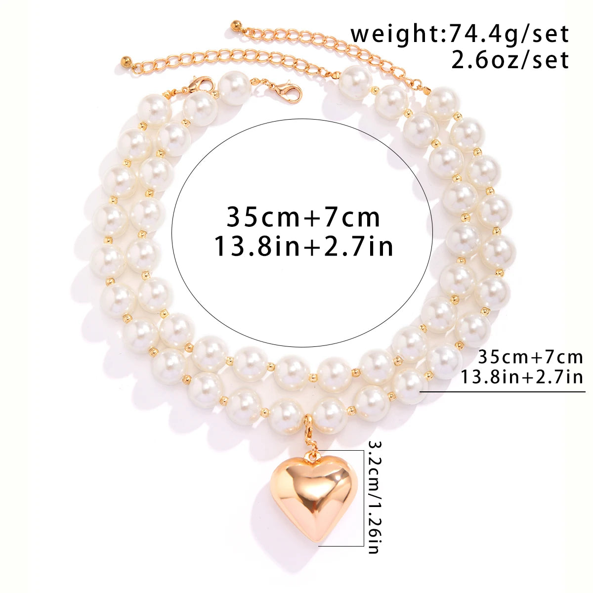 Chunky Beaded Heart Necklace Duo