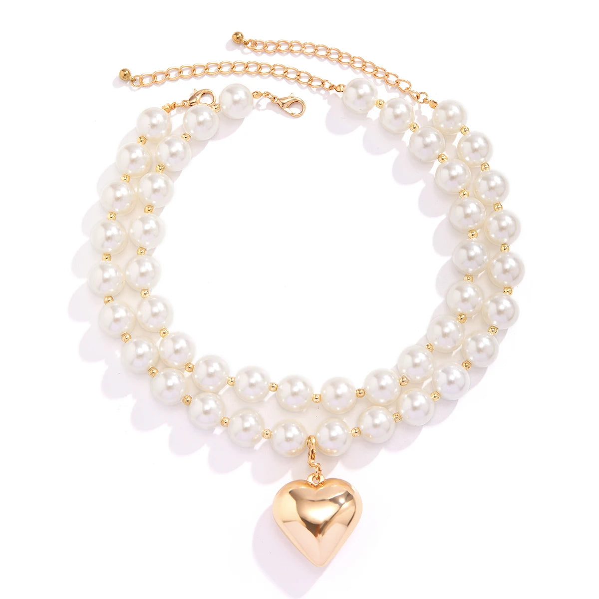 Chunky Beaded Heart Necklace Duo