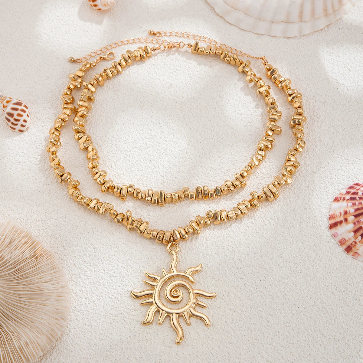 Spiral Sun Choker Necklace Duo