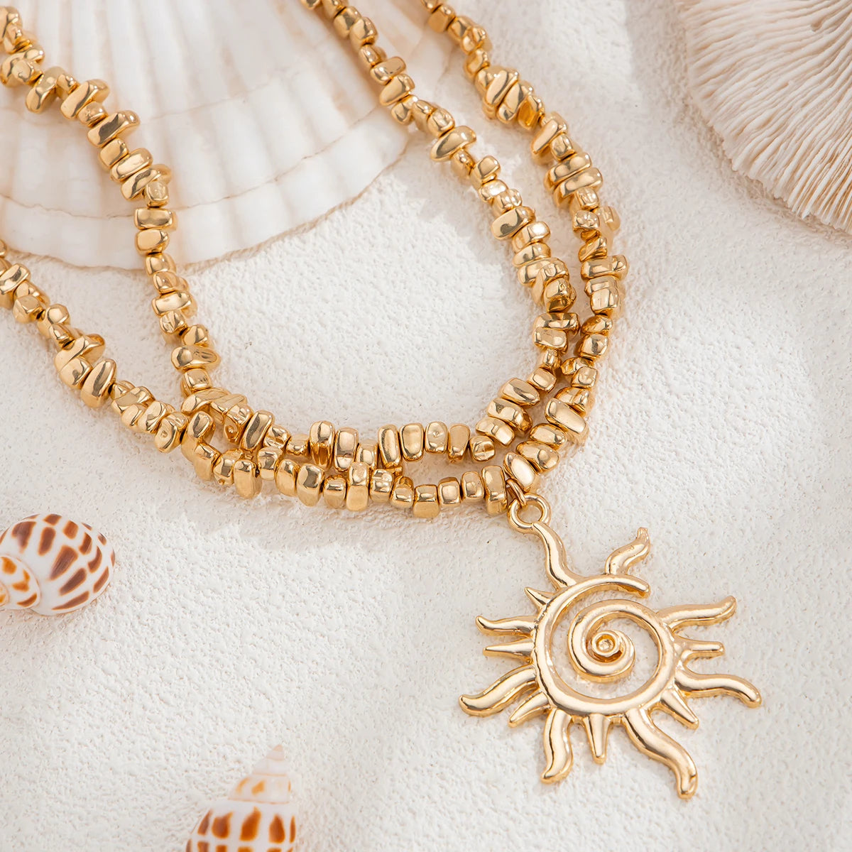 Spiral Sun Choker Necklace Duo