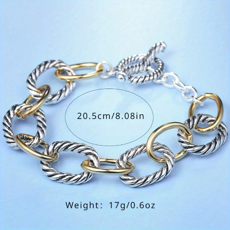 Dual Tone Chunky Link Bracelet