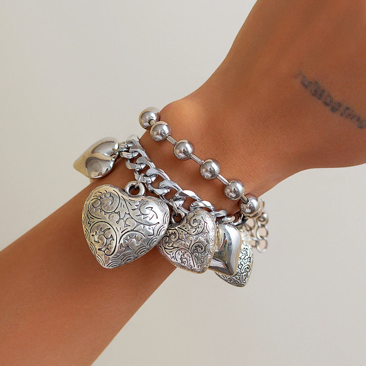 Statement Heart Necklace & Bracelet Set