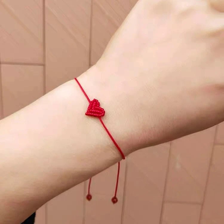 Adjustable Woven Heart Bracelet Set