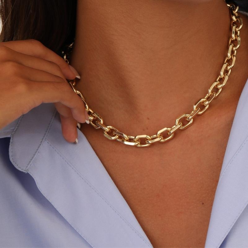 Gold-Tone Paperclip Link Necklace