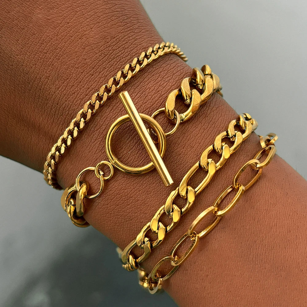 4 Piece Polished Metal Bracelet