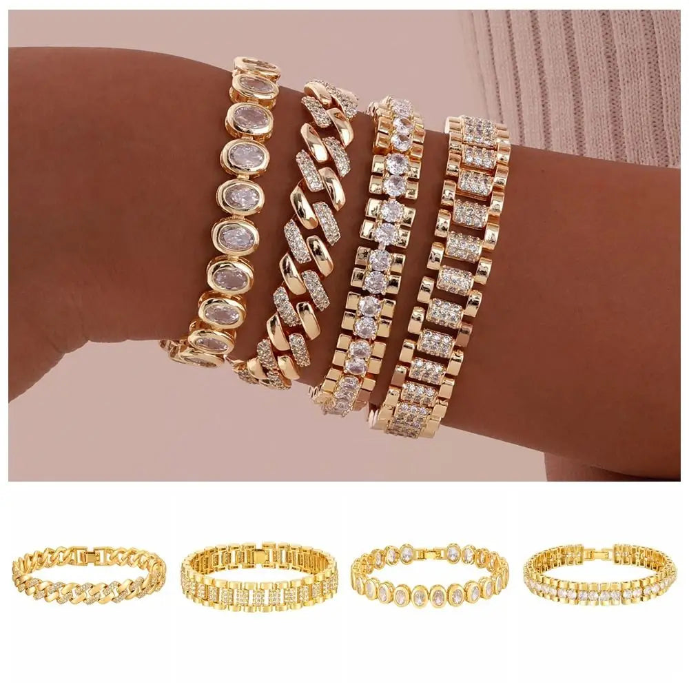 4 Piece Chunky Link Stackable Bracelet Set