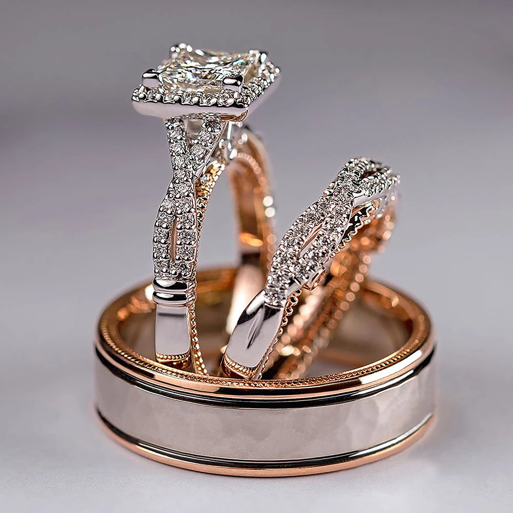 3 Piece Gold-Tone Promise Ring Set