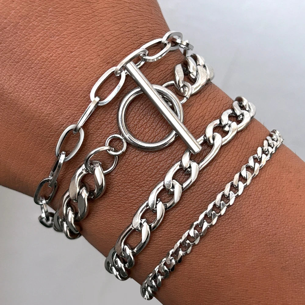 4 Piece Polished Metal Bracelet