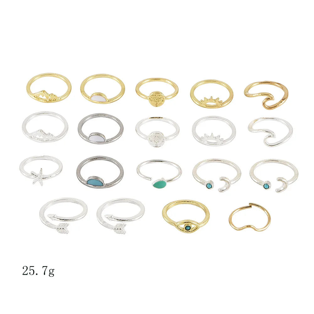 Vintage Celestial Knuckle Ring Set
