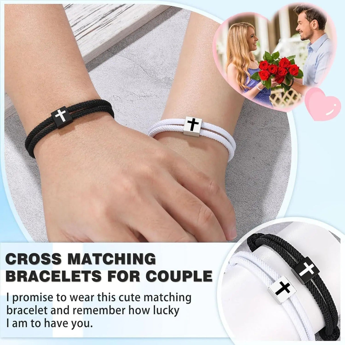 Matching Rope Cross Bracelet Set