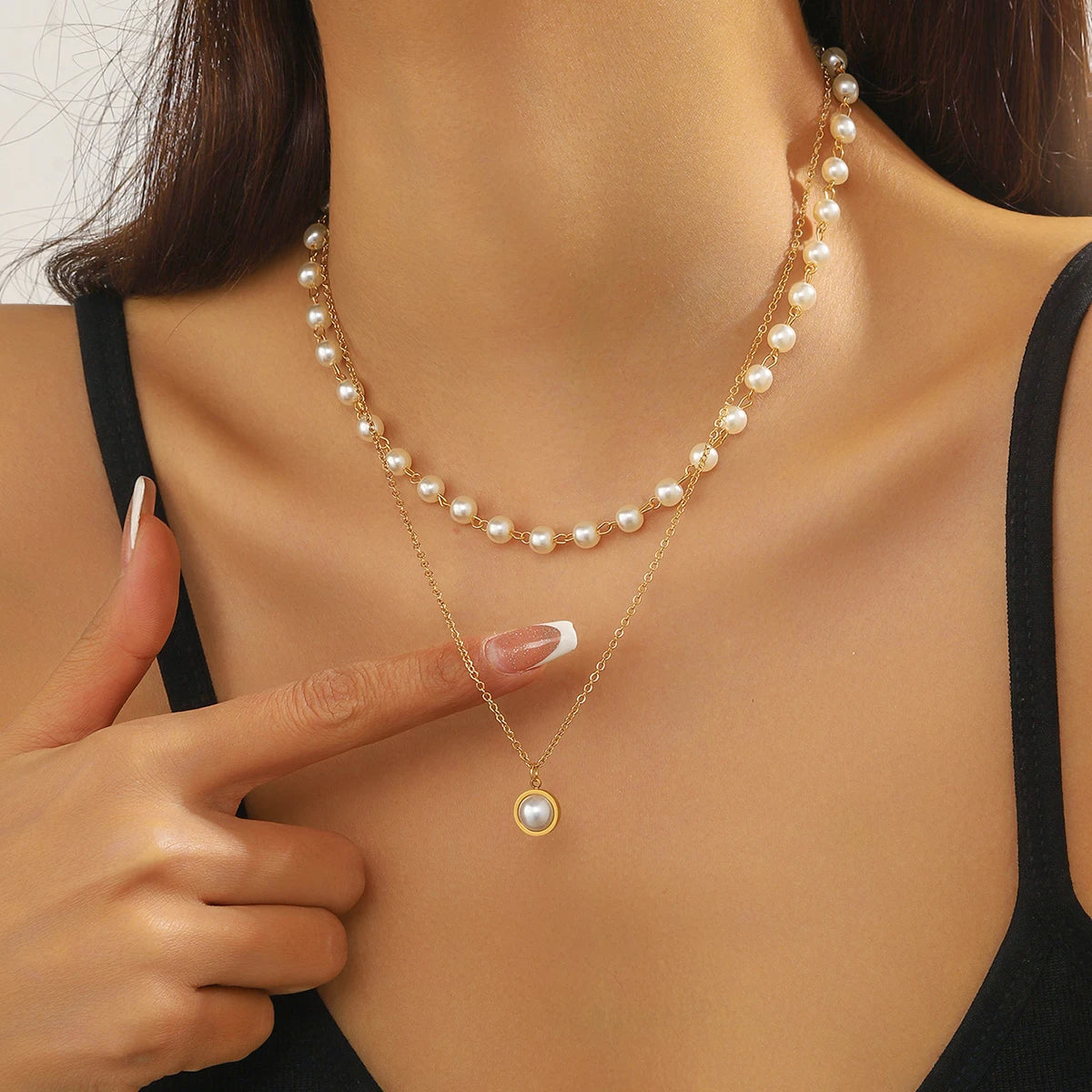 Pearl Bead & Pendant Necklace Duo