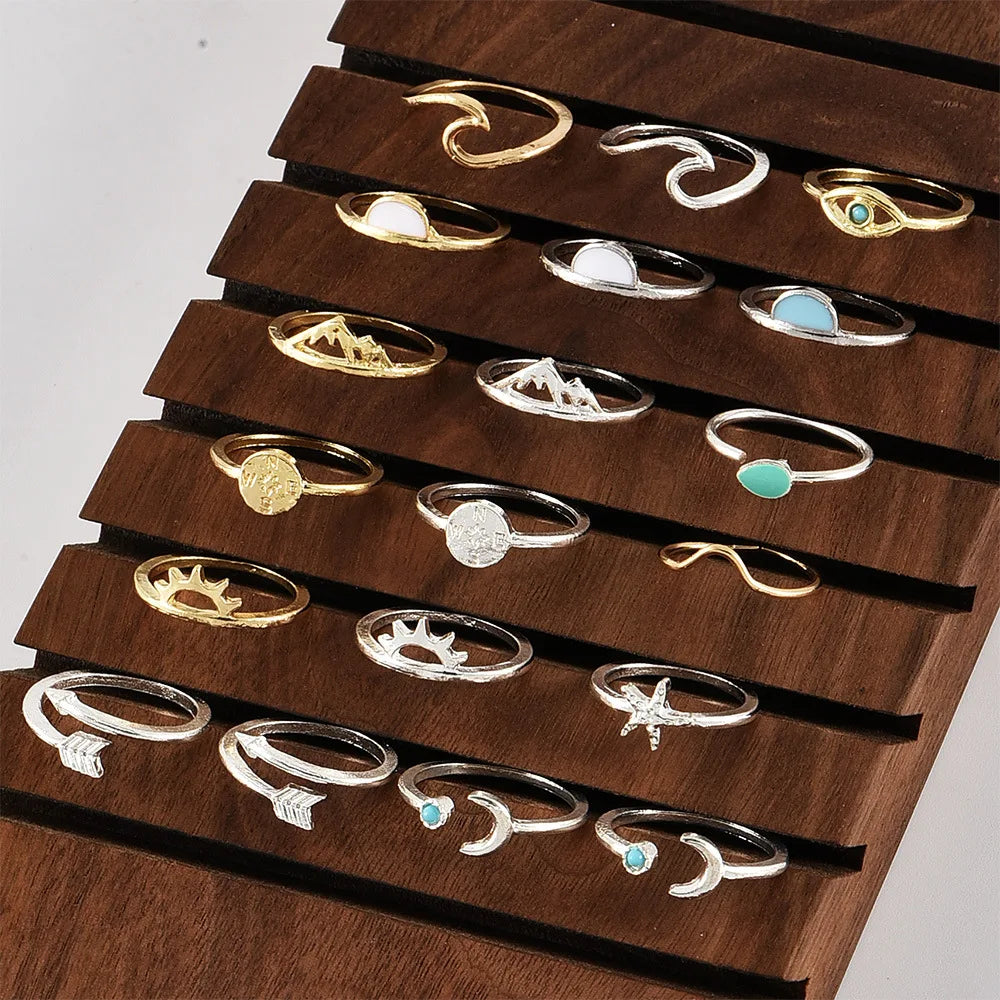 Vintage Celestial Knuckle Ring Set