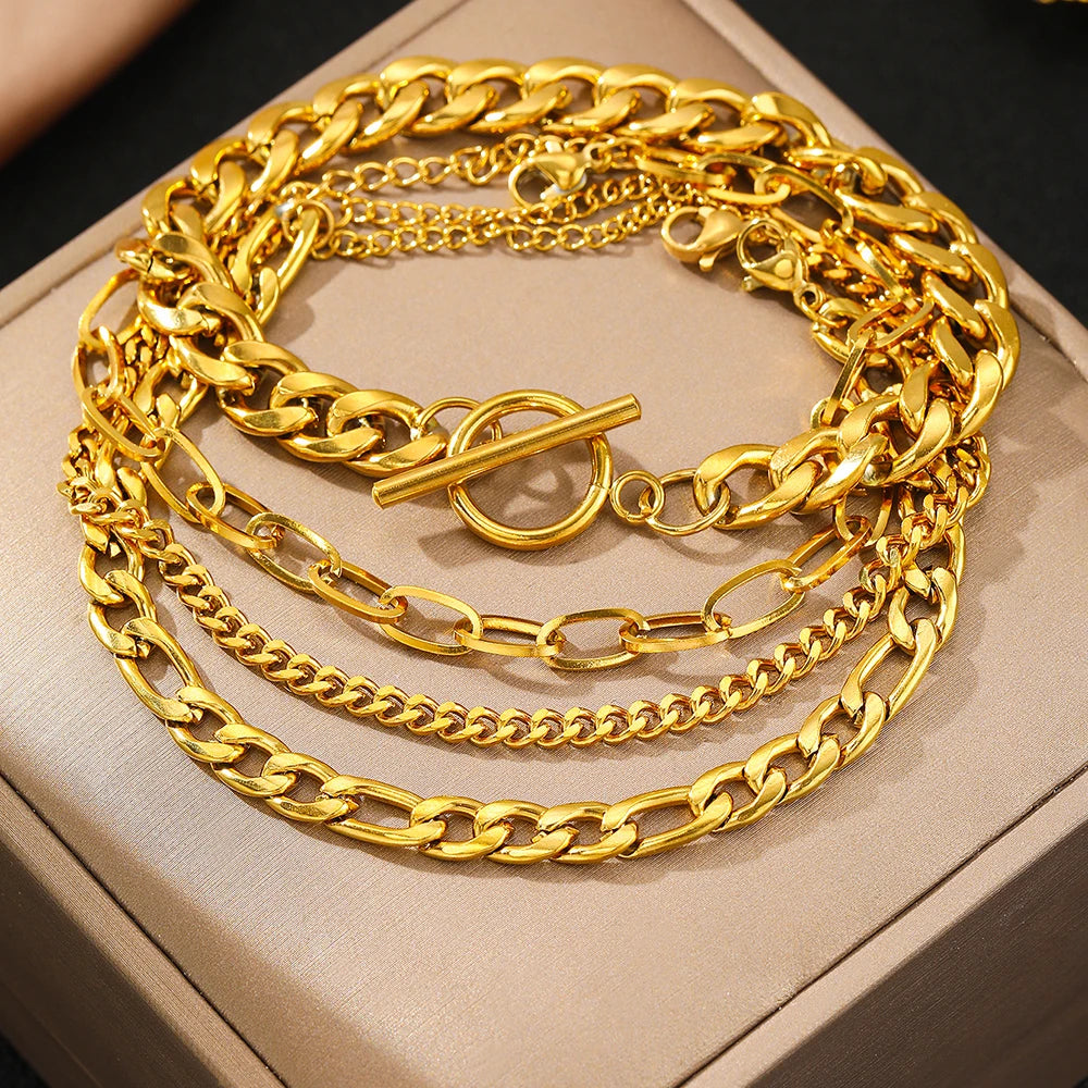4 Piece Polished Metal Bracelet