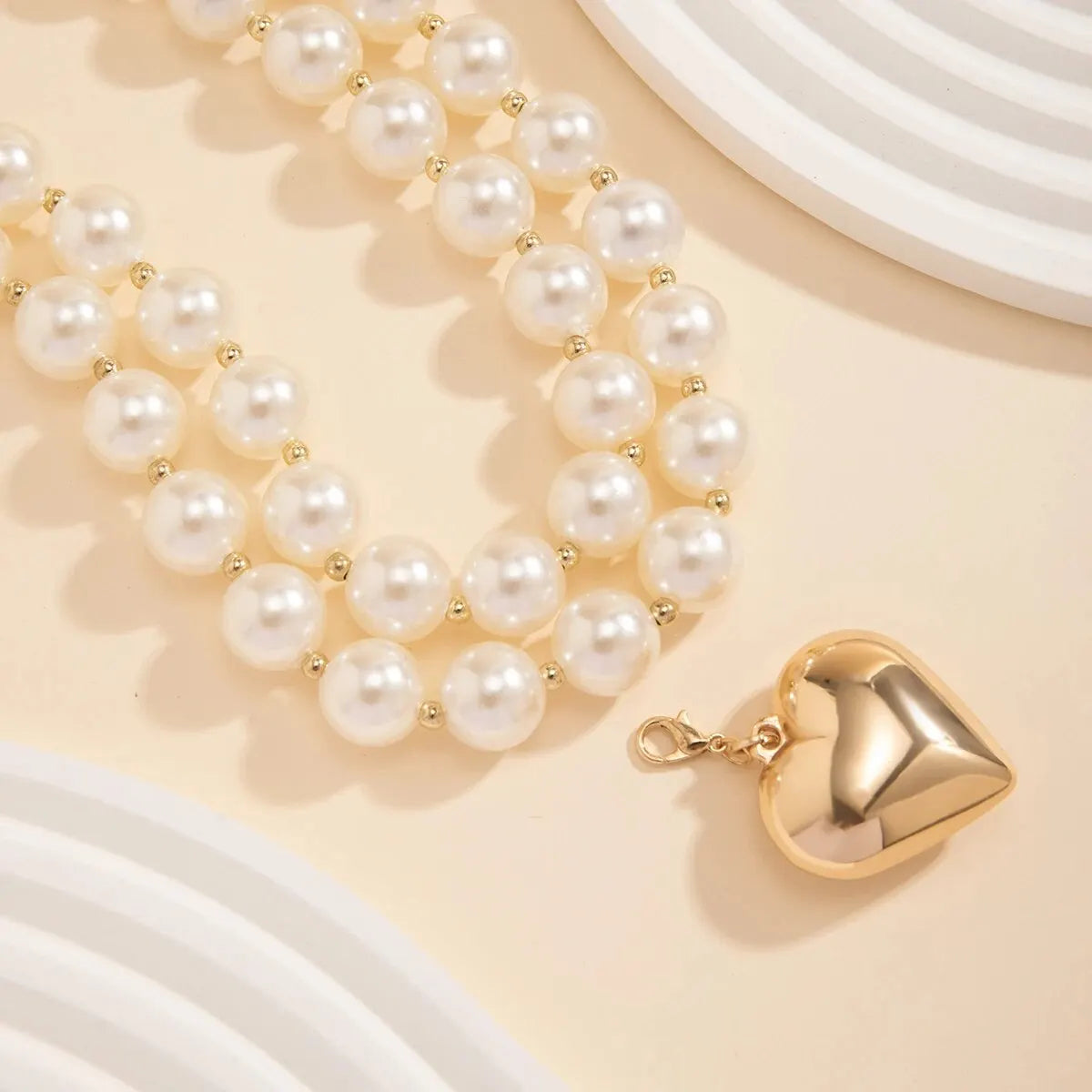 Chunky Beaded Heart Necklace Duo