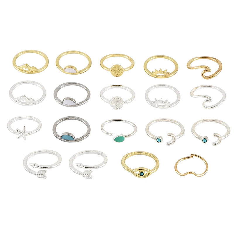 Vintage Celestial Knuckle Ring Set