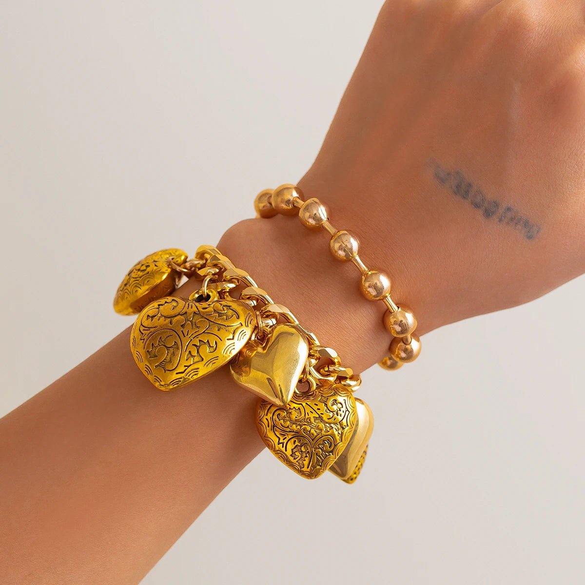 Statement Heart Necklace & Bracelet Set
