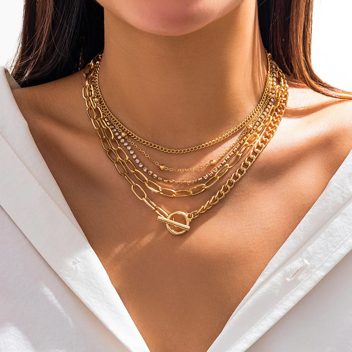 5 Piece Layered Chain Necklace Set