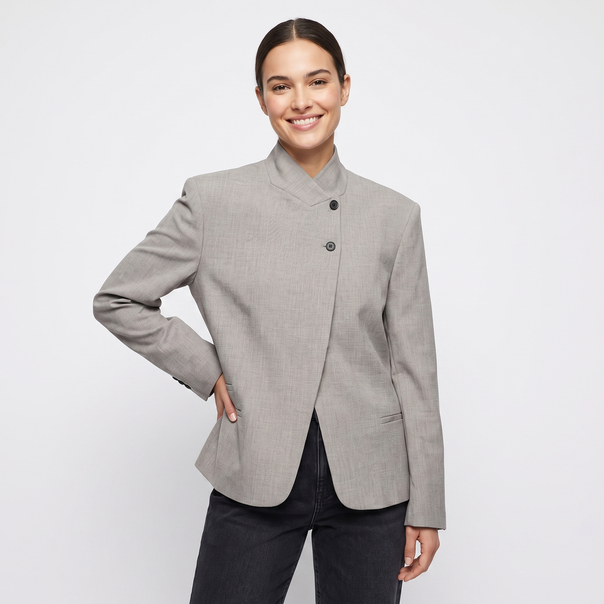 The Vivienne Asymmetric Blazer — front