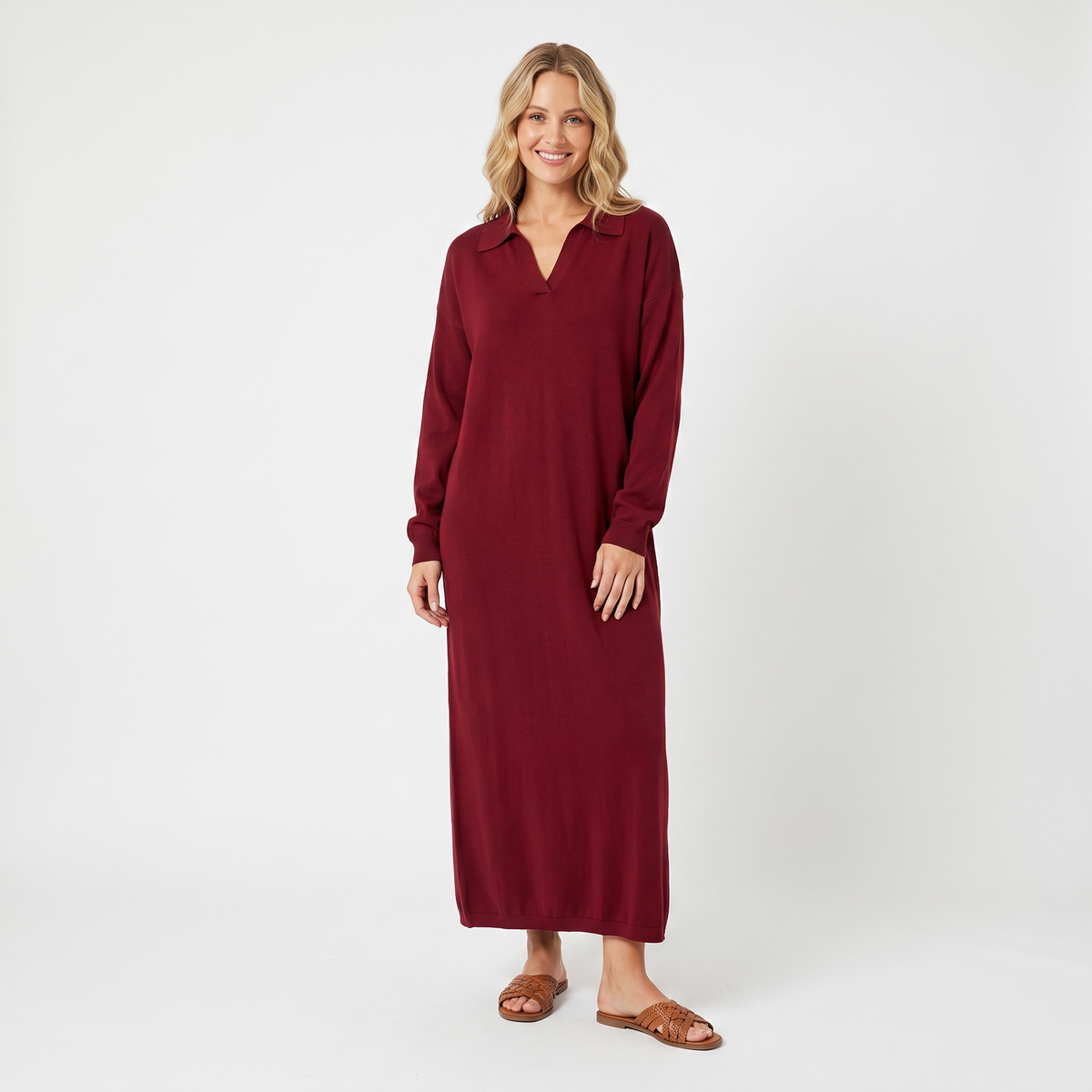 The Arabella Knit Polo Dress — full look