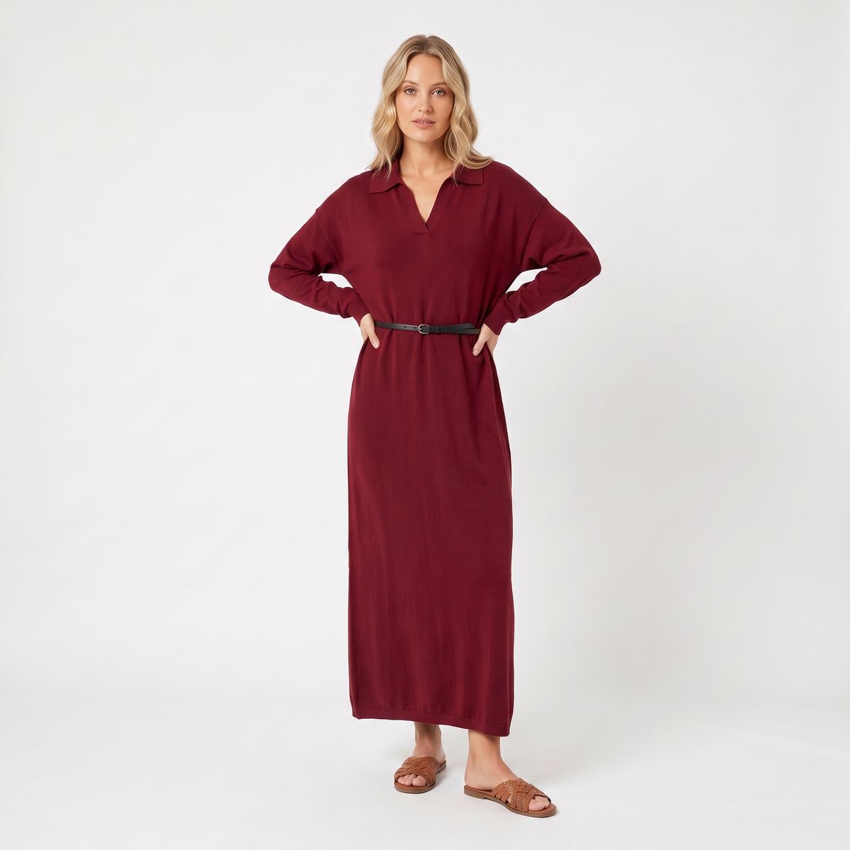 The Arabella Knit Polo Dress — side view