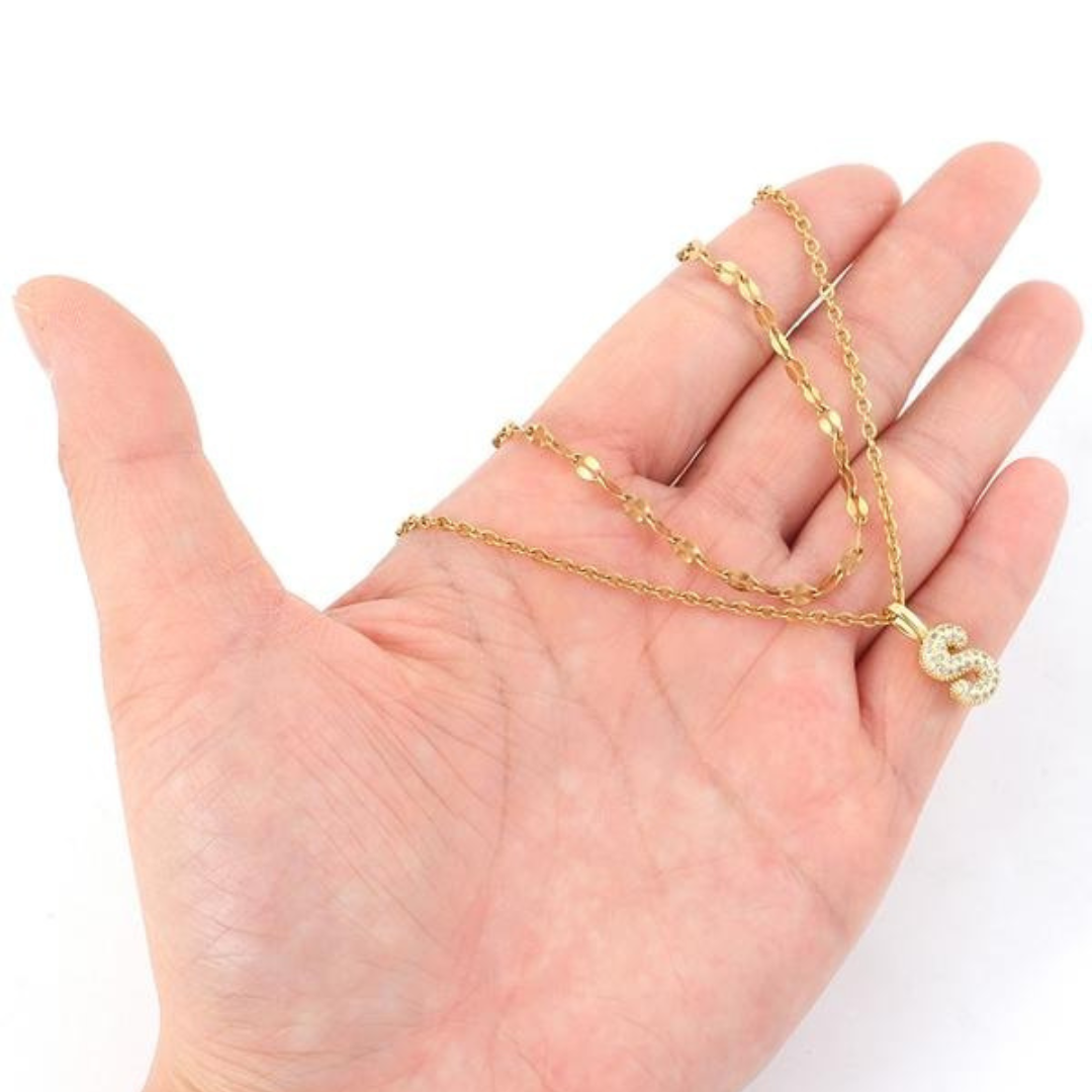 Bubble Initial Necklace Duo