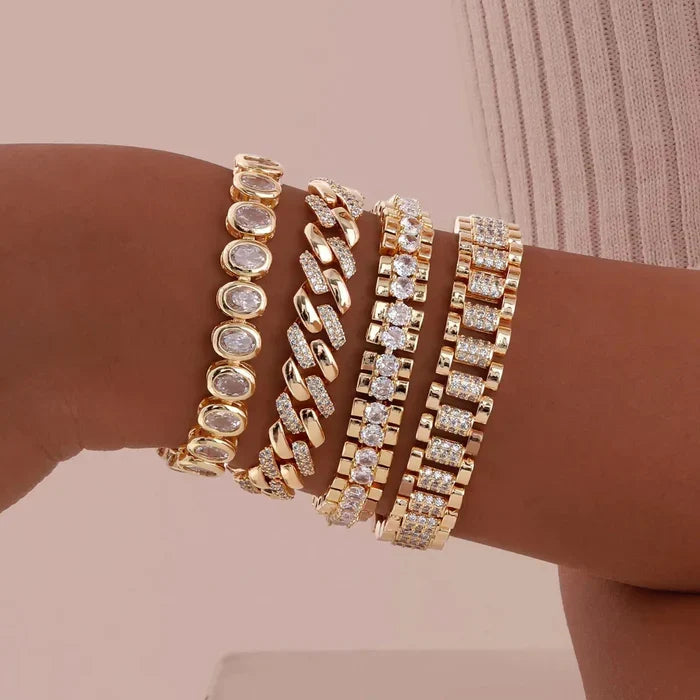 4 Piece Chunky Link Stackable Bracelet Set