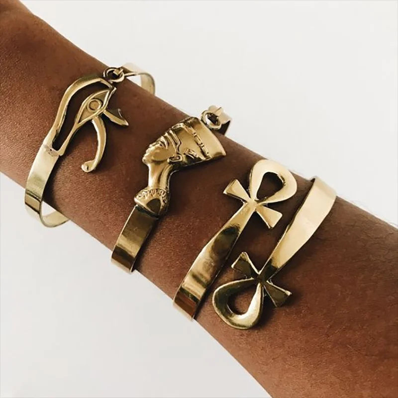 3 Piece Africa & Ankh Bracelet Set