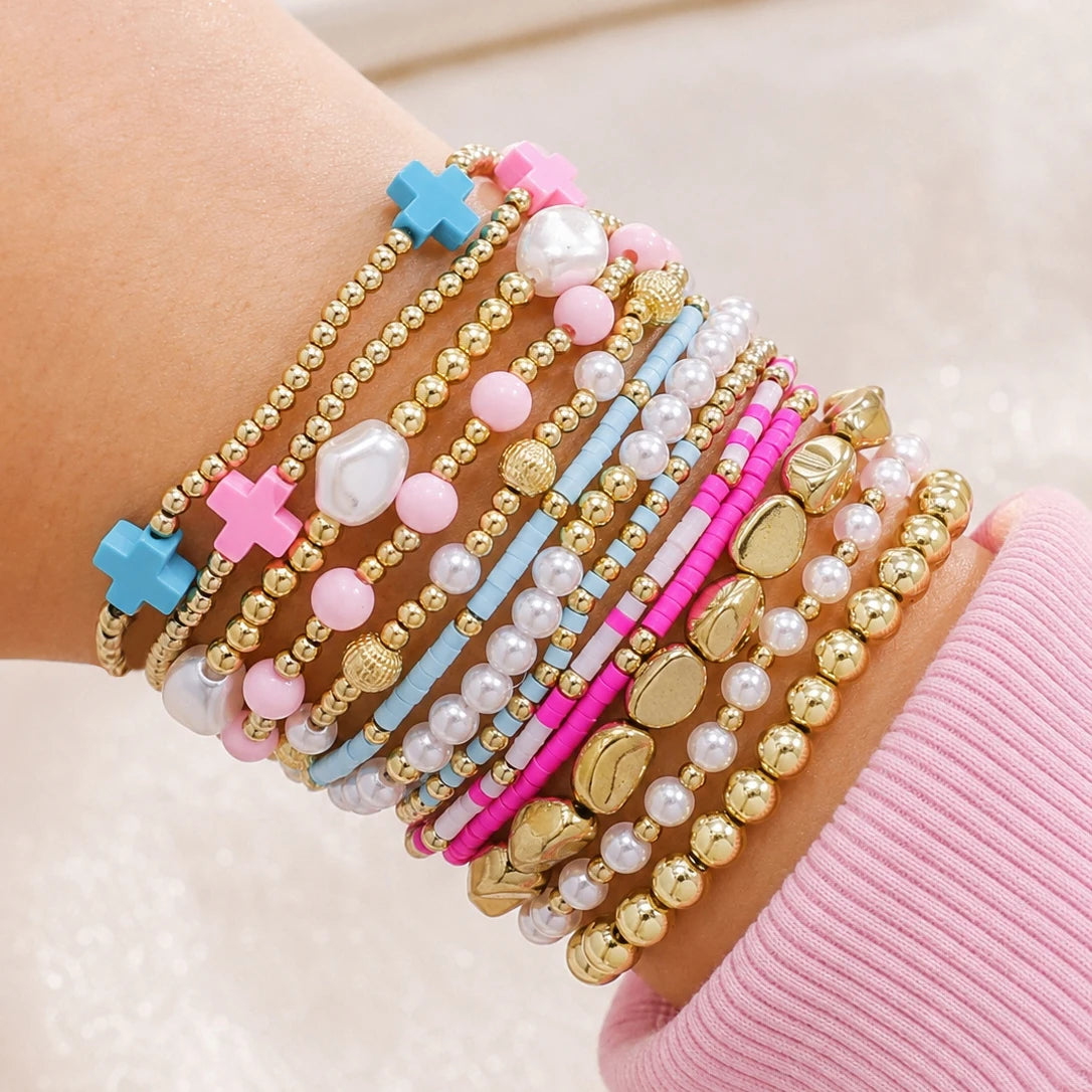 Cross Charm Bracelet Stack