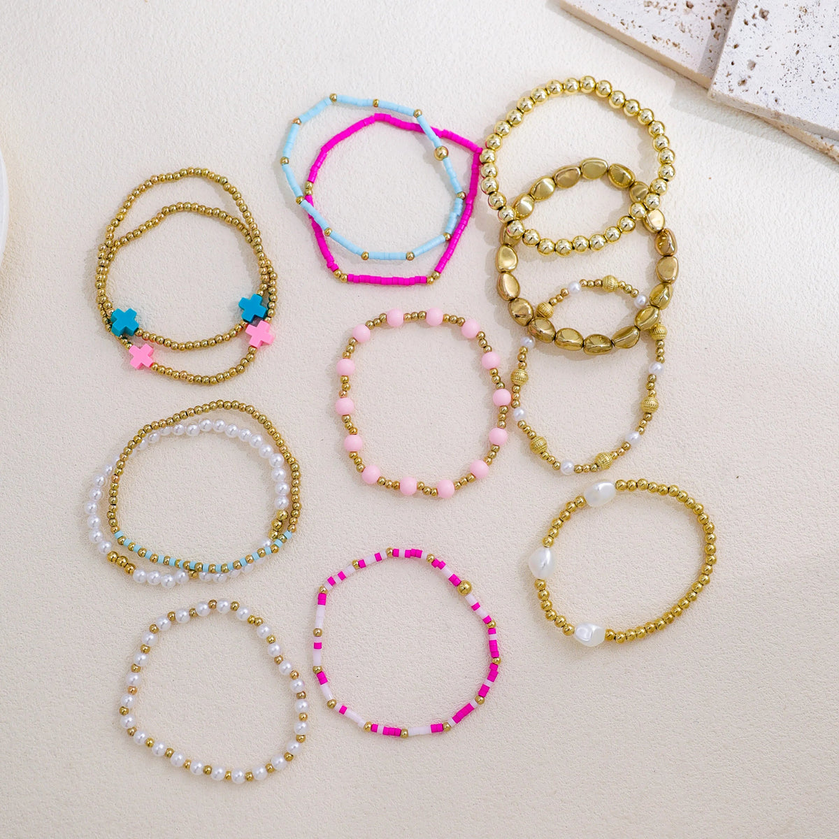 Cross Charm Bracelet Stack