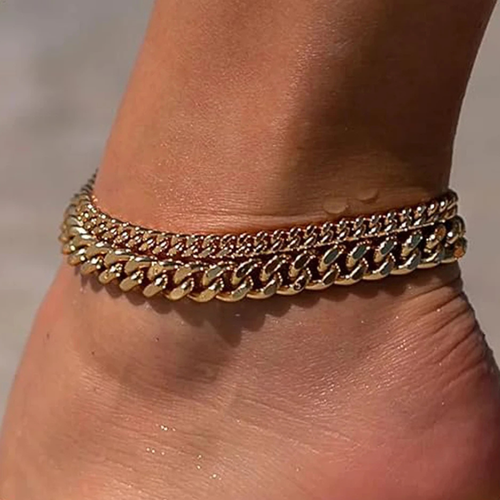 Chunky Cuban Link Anklet Set