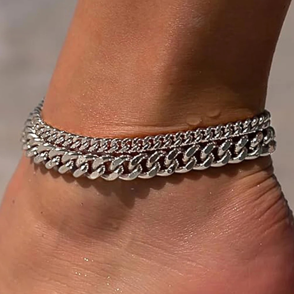 Chunky Cuban Link Anklet Set