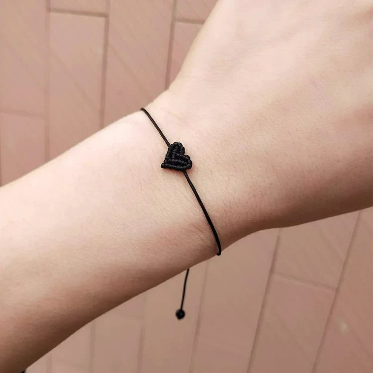 Adjustable Woven Heart Bracelet Set