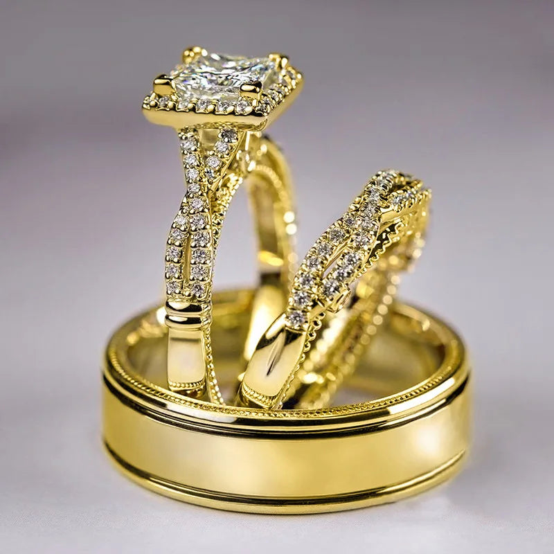 3 Piece Gold-Tone Promise Ring Set